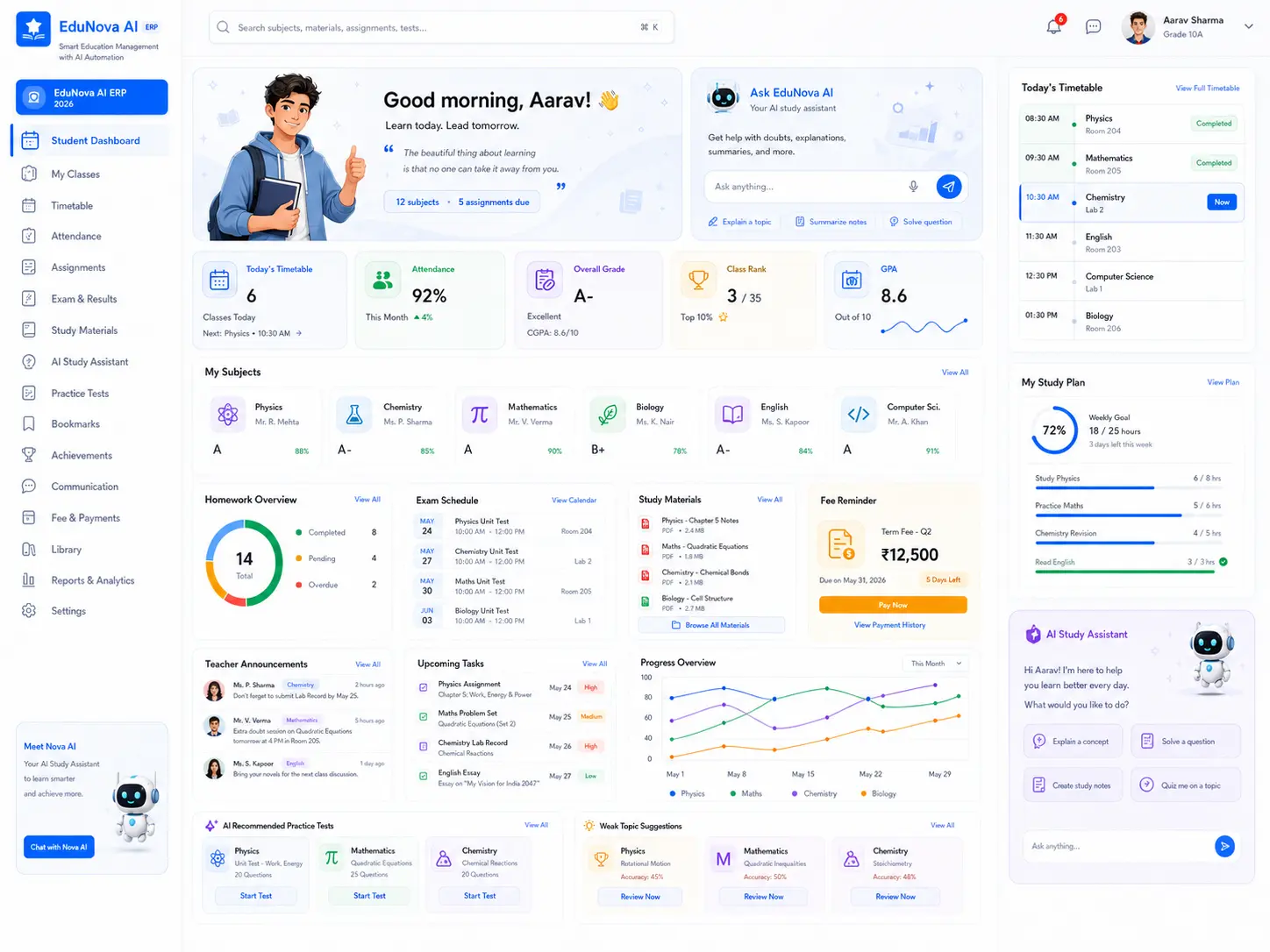 School management admin control and fee tracking dashboard by TechX Solutions