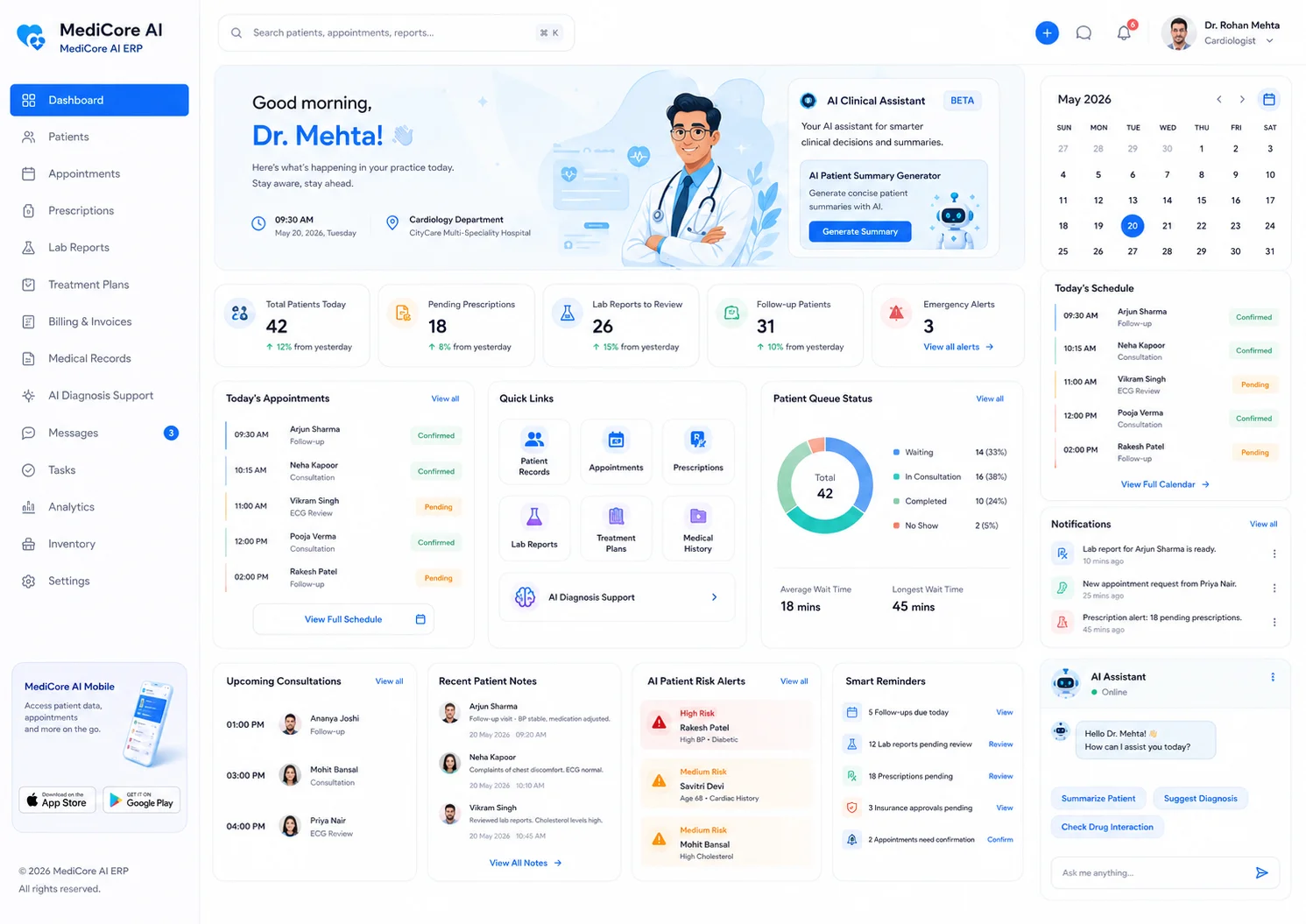 Medical billing, pharmacy tracking, and hospital analytics SaaS design by TechX Solutions